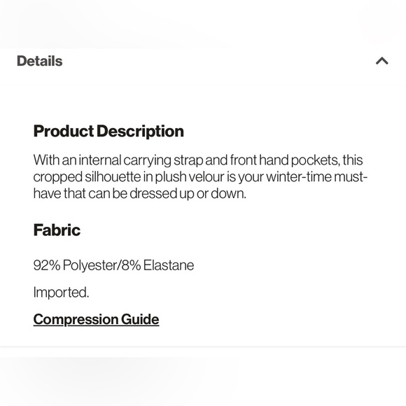 NWOT Fabletics Wander crushed velvet cropped puffer - Picture 6 of 11